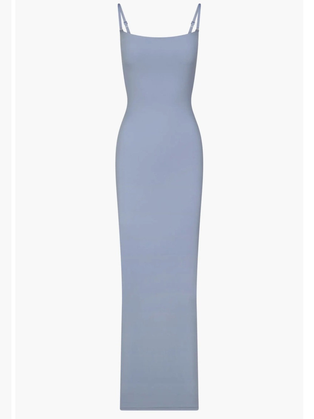 SKIMS Fits Everybody Slip Dress Slate Blue Maxi Bodycon Buttery Square Neck S